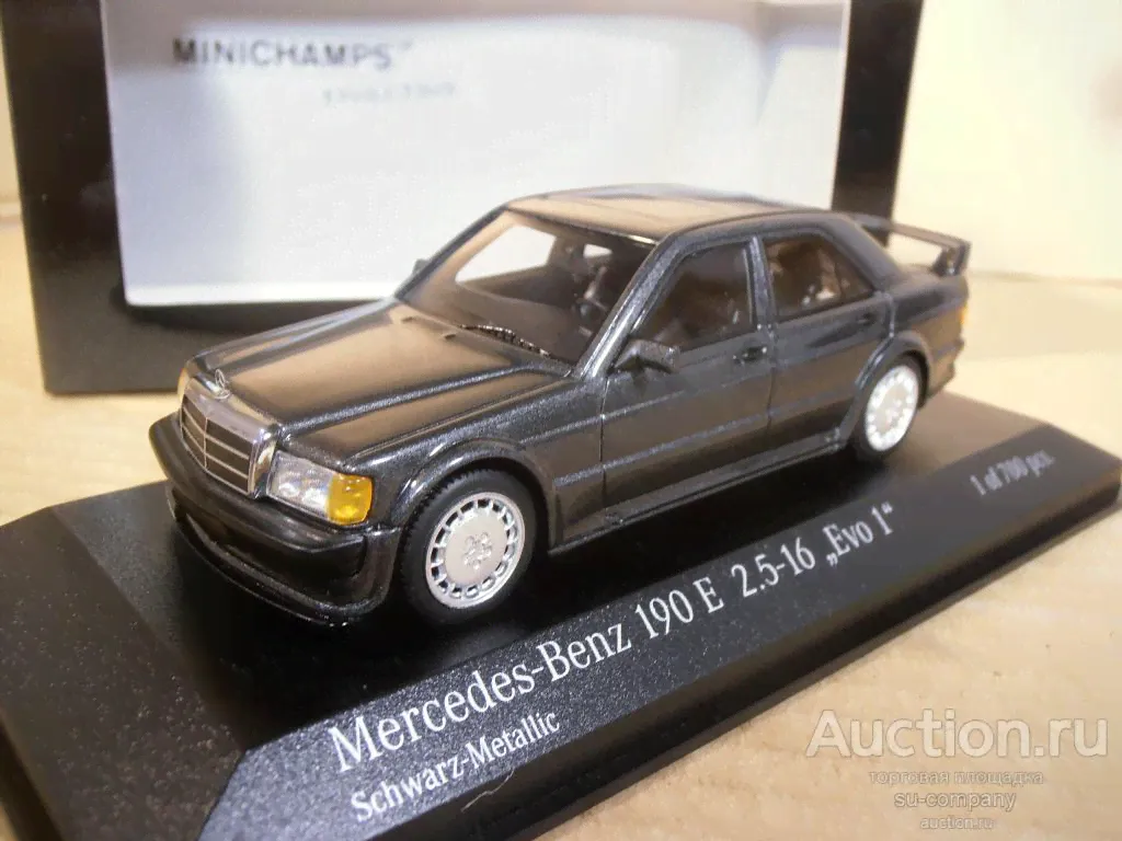 Mercedes-Benz 190E 2.5-16 EVO1 W201 1990 Black Metallic MINICHAMPS PMA 1:43 метал Мерседес 437032000-0